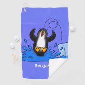 Niedliche Pinguin-Cartoon-Illustration Golfhandtuch (Insitu)