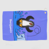 Niedliche Pinguin-Cartoon-Illustration Golfhandtuch (Horizontal)