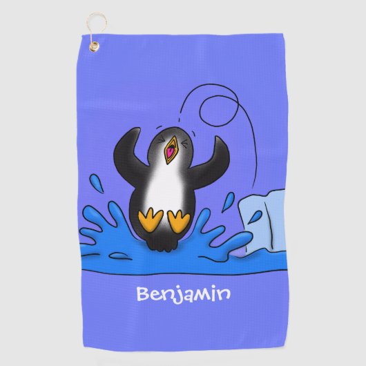 Niedliche Pinguin-Cartoon-Illustration Golfhandtuch (Vorderseite)