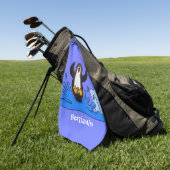 Niedliche Pinguin-Cartoon-Illustration Golfhandtuch (Gras)