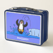 Niedliche Pinguin-Cartoon-Illustration Metall Brotdose (Rückseite)