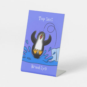 Niedliche Pinguin-Cartoon-Illustration Sockelschild
