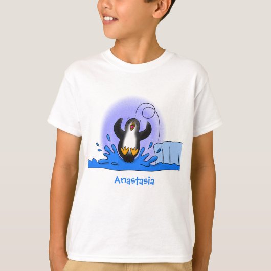 Niedliche Pinguin-Cartoon-Illustration T-Shirt (Vorderseite)