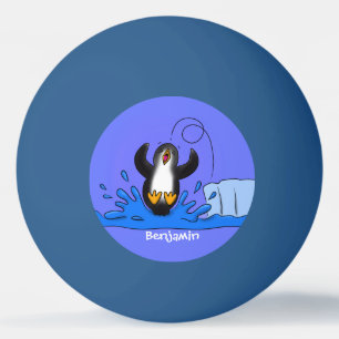 Niedliche Pinguin-Cartoon-Illustration Tischtennisball