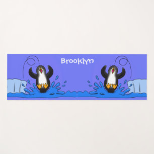 Niedliche Pinguin-Cartoon-Illustration Yogamatte