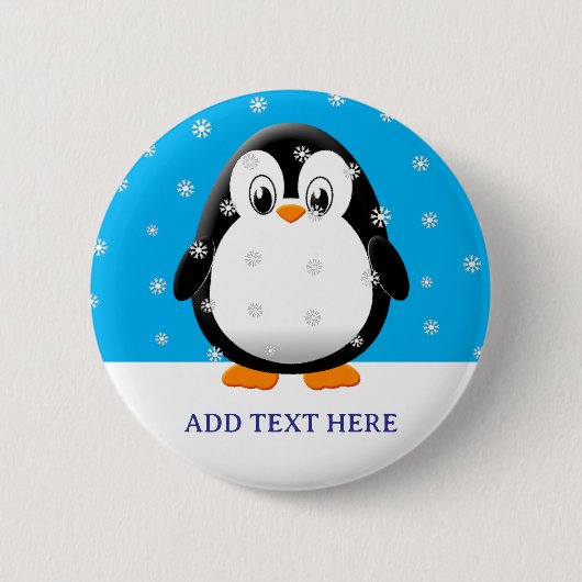 Niedliche Pinguin-Cartoon-Schneeflocken Button (Vorderseite)