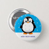 Niedliche Pinguin-Cartoon-Schneeflocken Button (Vorne & Hinten)