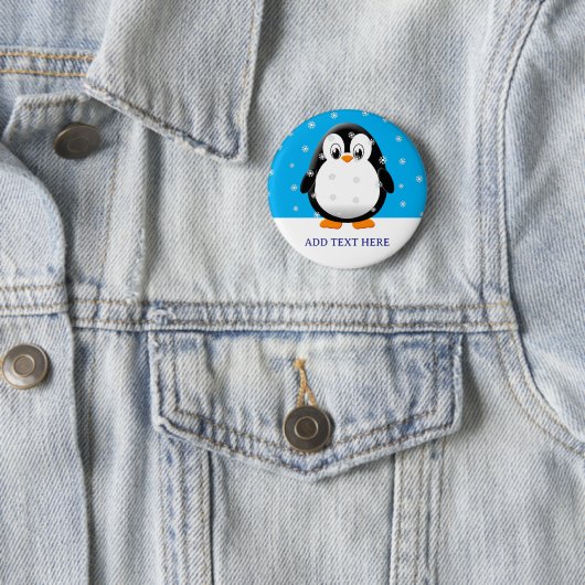 Niedliche Pinguin-Cartoon-Schneeflocken Button (Beispiel)
