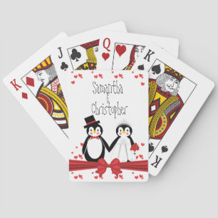 Niedliche Pinguin Couple Wedding Cards Spielkarten