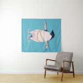 Niedliche Pinguin Dieting Blue Wandteppich (Beispiel (Horizontal))