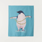 Niedliche Pinguin Dieting Blue Wandteppich (Vorderseite)
