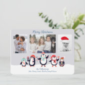 Niedliche Pinguin-Familie Fotovorlage Weihnachten (Stehend Vorderseite)