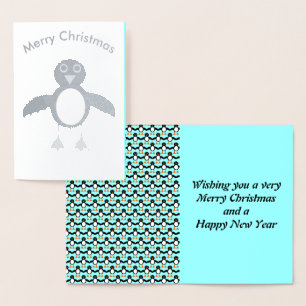 Niedliche Pinguin-Foil-Karte Folienkarte