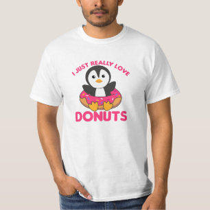 Niedliche Pinguin Funny Animes in Donut Pink T-Shirt