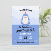 Niedliche Pinguin-Geburtstagspartei Einladung (Stehend Vorderseite)