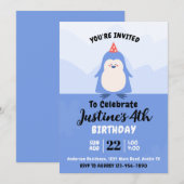 Niedliche Pinguin-Geburtstagspartei Einladung (Vorne/Hinten)