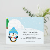 Niedliche Pinguin-Geburtstagsparty Einladung (Stehend Vorderseite)