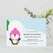 Niedliche Pinguin-Geburtstagsparty Einladung (Stehend Vorderseite)