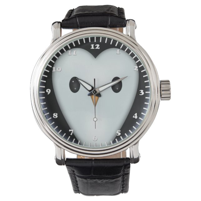 Niedliche Pinguin-Gesichter Armbanduhr (Vorderseite)