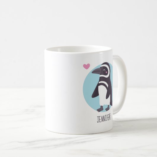 Niedliche Pinguin Girlfriend Matching Personalisie Kaffeetasse (VorderseiteRechts)