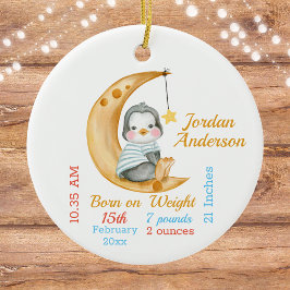 Niedliche Pinguin Half Moon Babys Keramik Ornament