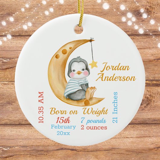 Niedliche Pinguin Half Moon Babys Keramik Ornament