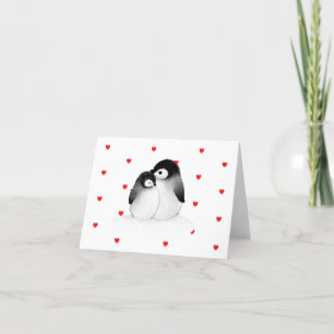 Niedliche Pinguin Herzkarte Valentinstag Feiertagskarte