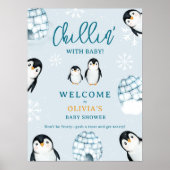 Niedliche Pinguin-Iglus für Kleinkinder-Dusche Poster (Vorne)