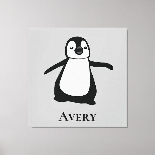 Niedliche Pinguin-Illustration Schwarz/Weiß Leinwanddruck (Vorderseite)