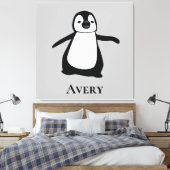 Niedliche Pinguin-Illustration Schwarz/Weiß Leinwanddruck (Insitu (Schlafzimmer))