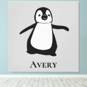 Niedliche Pinguin-Illustration Schwarz/Weiß Leinwanddruck (Insitu (Holzboden))