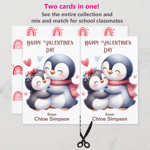 Niedliche Pinguin Kid's Valentine Party-Klassenzim Postkarte