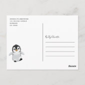 Niedliche Pinguin-Kinderdusche Einladung Postkarte (Rückseite)