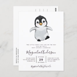 Niedliche Pinguin-Kinderdusche Einladung Postkarte