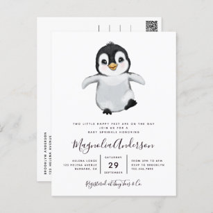 Niedliche Pinguin-Kinderdusche Einladung Postkarte