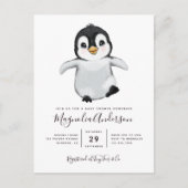 Niedliche Pinguin-Kinderdusche Einladung Postkarte (Vorderseite)