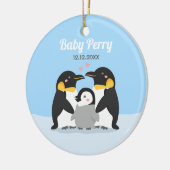 Niedliche Pinguin-Küken und Personalisierte Famili Keramik Ornament (Links)
