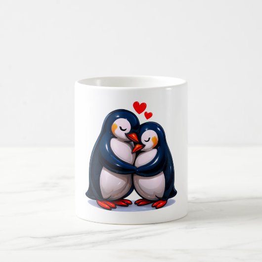 Niedliche Pinguin-Liebe Kaffeetasse (Mittel)