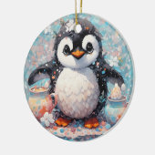 Niedliche Pinguin-Ornament Keramik Ornament (Links)