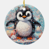Niedliche Pinguin-Ornament Keramik Ornament (Hinten)