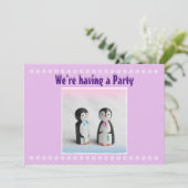 Niedliche Pinguin-Party Einladung (Stehend Vorderseite)