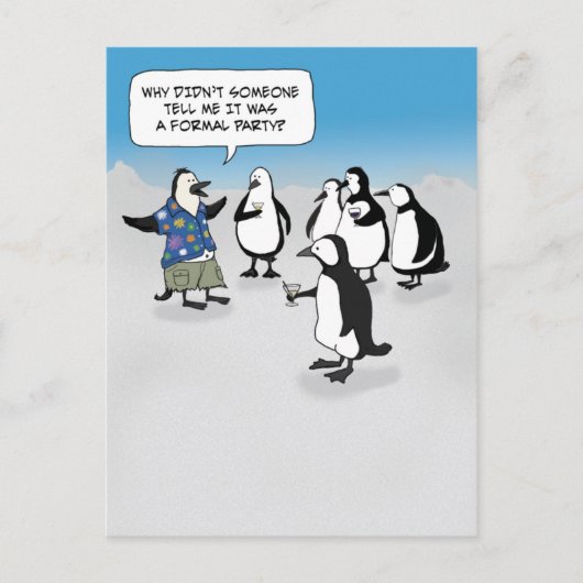 Niedliche Pinguin-Party-Postkarte Postkarte (Vorderseite)