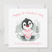 Niedliche Pinguin-Rosa Valentine-Tageskarte Karte (Vorderseite)