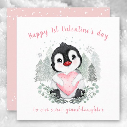 Niedliche Pinguin-Rosa Valentine-Tageskarte Karte