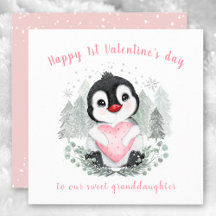 Niedliche Pinguin-Rosa Valentine-Tageskarte