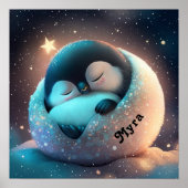 Niedliche Pinguin-Schlafstars Moon Art Kinderzimme Poster (Vorne)