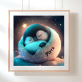 Niedliche Pinguin-Schlafstars Moon Art Kinderzimme Poster