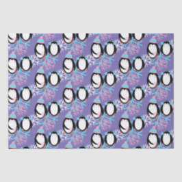 Niedliche Pinguin Snowflakes Whimsical Seidenpapier