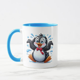 Niedliche Pinguin Strandliebhaber fügen Monogramm  Tasse