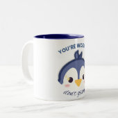Niedliche Pinguin-Tasse, die es wert ist, nicht au Zweifarbige Tasse (Vorderseite Links)